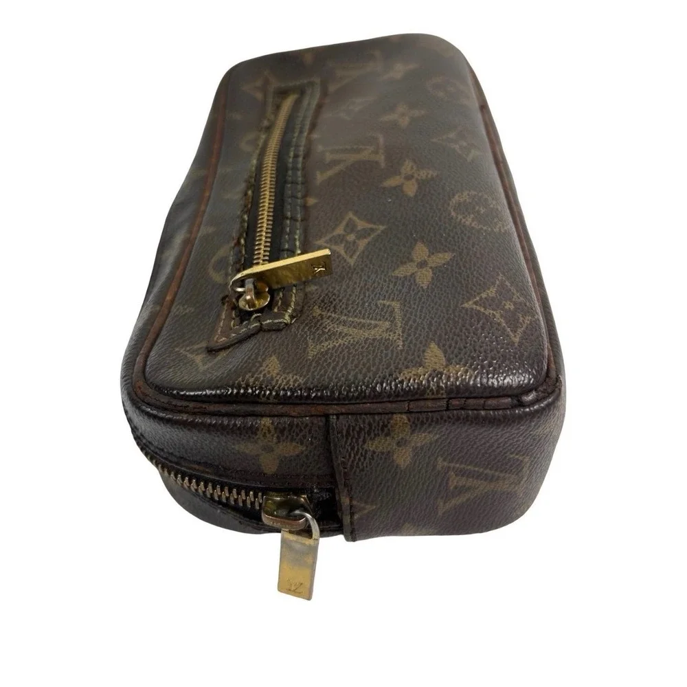 Louis Vuitton Monogram Canvas Cosmetic Toiletry Makeup Pouch Brown Vintage